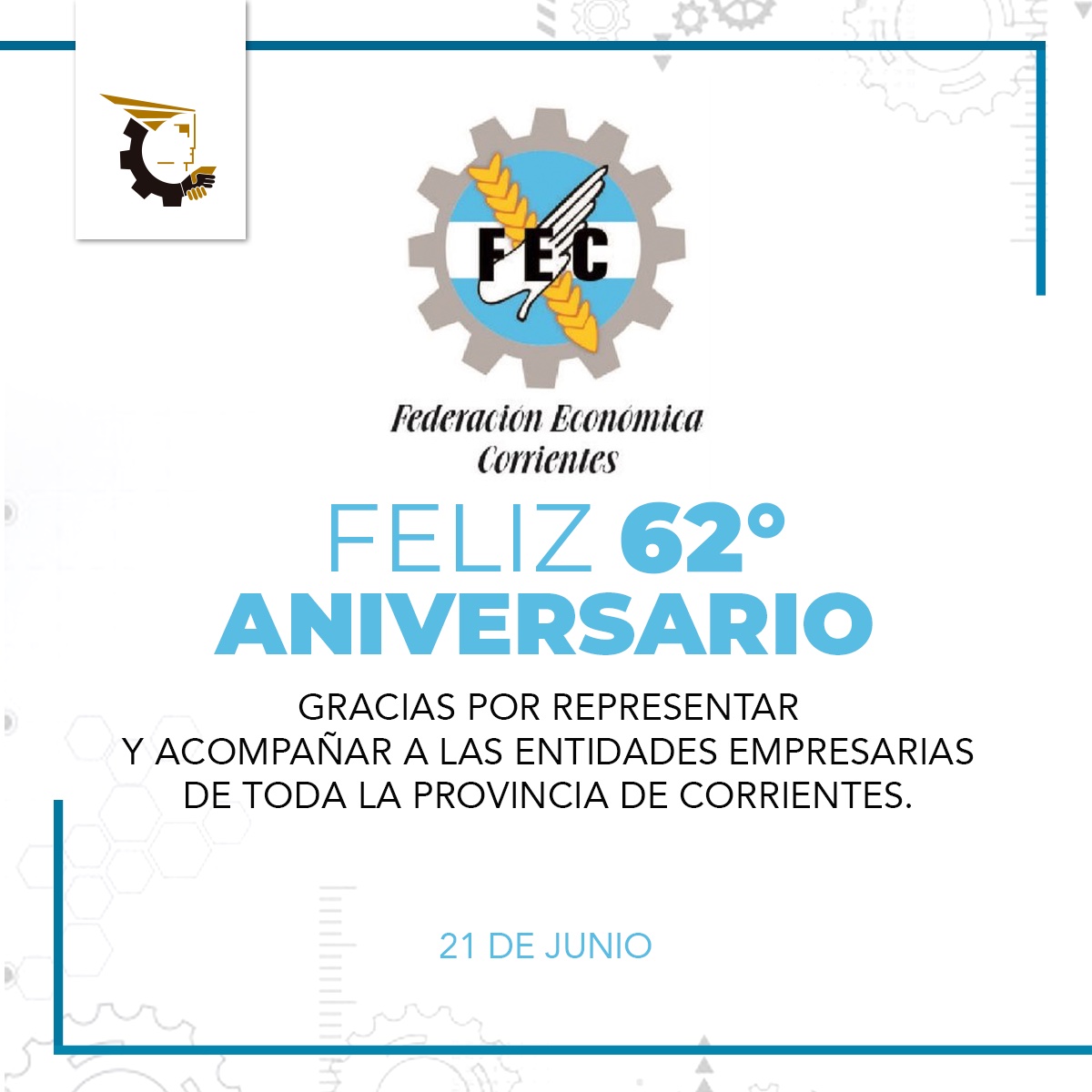 CamaraRcia's tweet photo. Saludamos a Federación Económica de Corrientes en su 62° Aniversario, entidad que enaltece la gestión gremial para todo el sector PYME de la provincia de Corrientes. https://t.co/jaUgNNAdN0