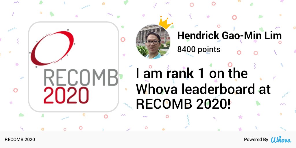 hendrick0403's tweet photo. it's a good start to be involved in this #RECOMB2020 virtual conference via #Whova event app https://t.co/SgVR6a7dUA https://t.co/X1VA73jwYm