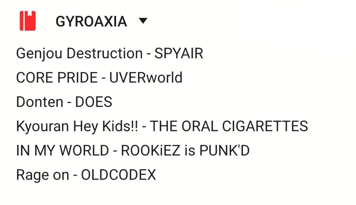 Gyroaxia's music genre is "Loud Rock" and their original songs are almost always composed by ASH DA HERO.They've just released their first single SCATTER, with the title track composed by UZ (SPYAIR) Discography:  https://argo-bdp.fandom.com/wiki/GYROAXIA/DiscographyCover Songs: