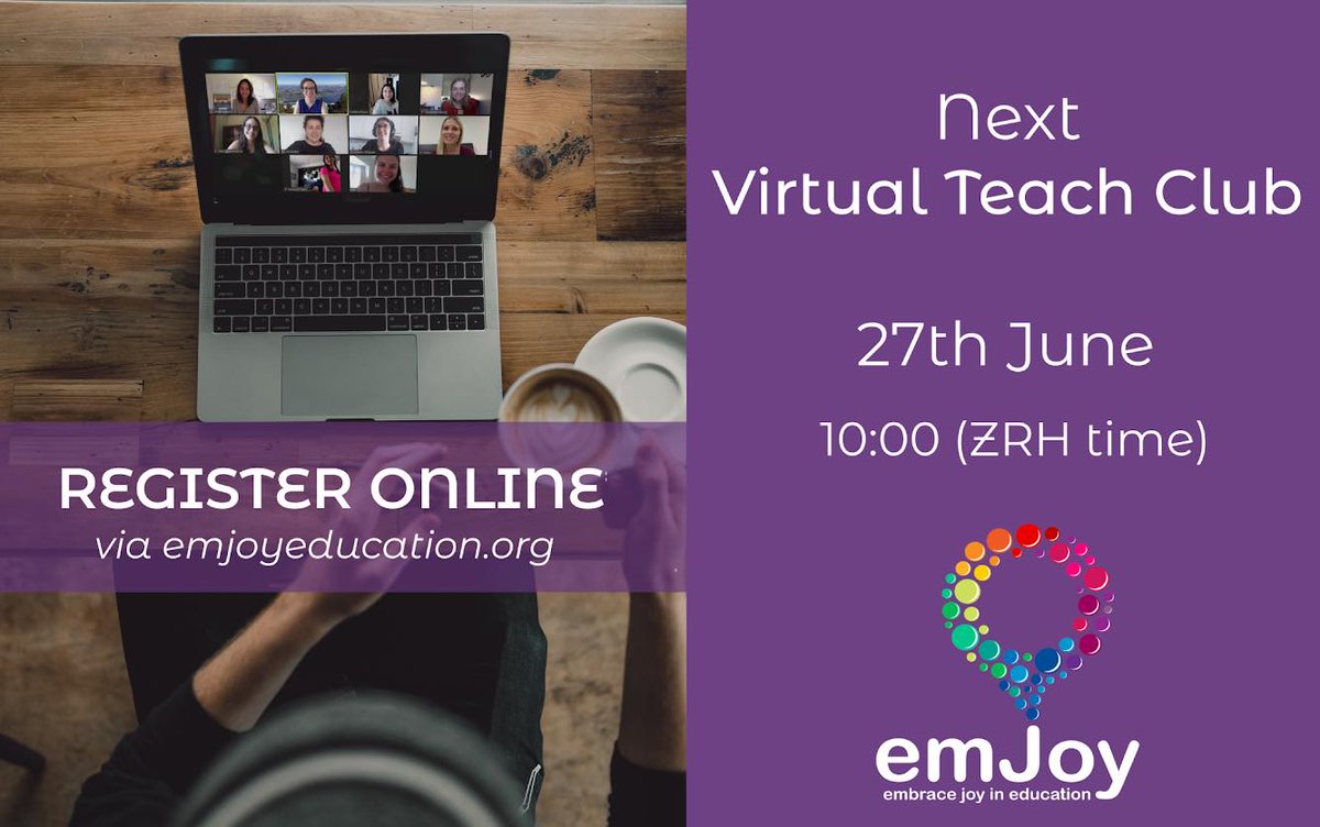 EmJoyEducation's tweet photo. ๐One week til the next Virtual Teach Club!
#TEACHers, #Parents & #Educationalprofessionals, regulars & newbies alike, are all welcome to join! #Register & attend next Saturday & youโll have the chance to win FREE registration to the online emJoy conference 2020 in October!๐ฃ https://t.co/LKNvROt0wB