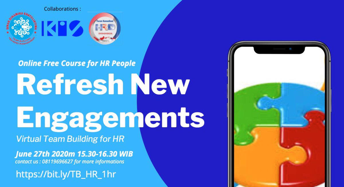wanna feel #teambuilding in virtual ways? this is for #humanresources people, our one hours free course program for you...

grab it now, limited seats...

go to : bit.ly/TB_HR_1hr take your change now

#experientiallearning