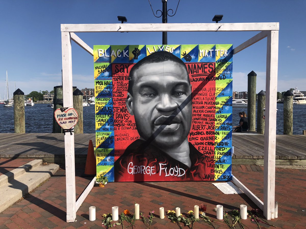 Beautiful mural in downtown Annapolis of #GeorgeFloyd #BlackLivesMatter Art is a true healing process.
