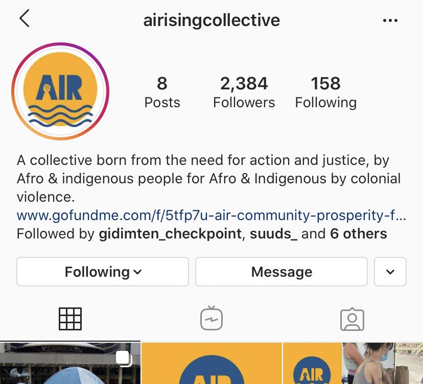 lake__kid's tweet photo. hey can you folks follow Afro-Indigenous Rising Collective?

it’s the org organizing the occupation and they could use the support!

@/AIRCollective1 here,
and @/airisingcollective on instagram https://t.co/R2FC5HbwwE