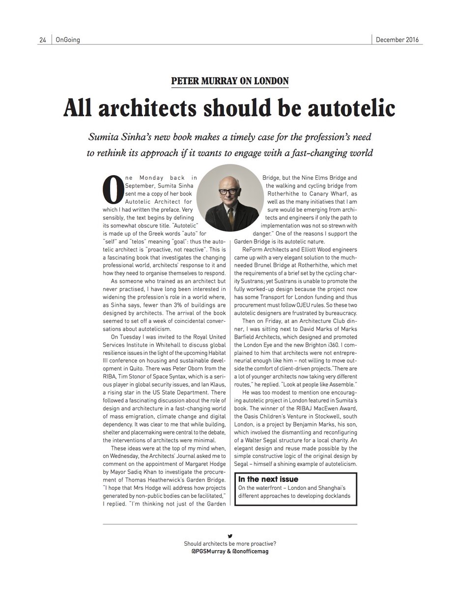 Autotelic_Arch's tweet photo. All architects should be autotelic, says Peter Murray, NLA https://t.co/7yY8t3AqVJ