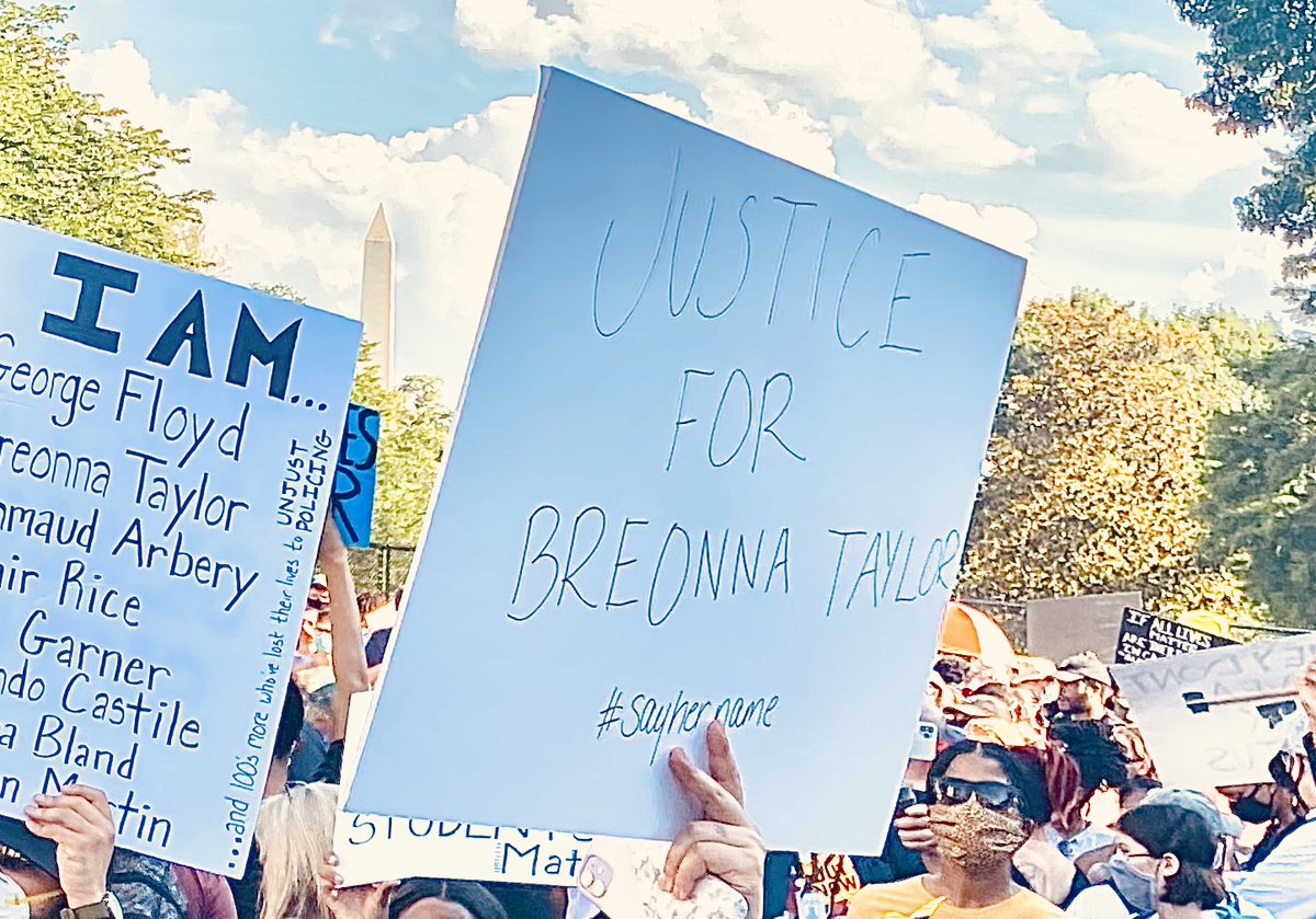 Protest sign in Washington, DC says "Justice for Breonna Taylor. #SayHerName."