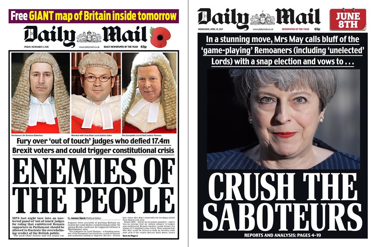 2. Orwell warned of an intolerance of dissent. Where was  @BBradley_Mans when right-wing newspapers denounced MPs & judges as "Traitors", "Saboteurs" & "Enemies of the People"? Did he speak out when his party closed down Parliament, then threatened the judges for bringing it back?