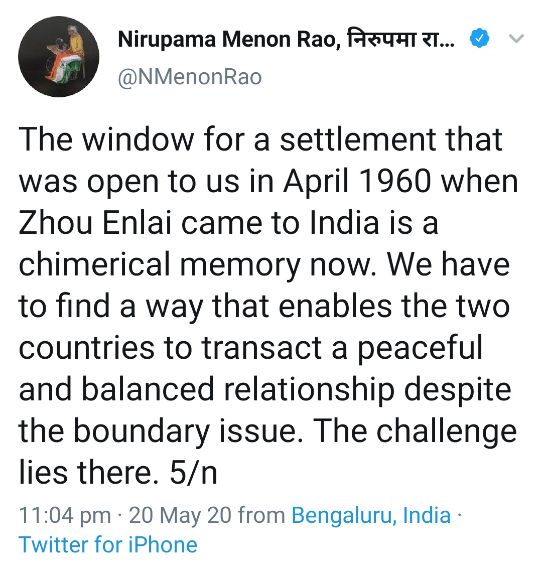 Unsurprisingly, Indian diplomats - both current and retired (including the Indian EAM himself) - themselves ponder whether it would've been better for Nehru to have accepted Zhou's package deal. https://mea.gov.in/Speeches-Statements.htm?dtl/32038/External+Affairs+Ministers+speech+at+the+4th+Ramnath+Goenka+Lecture+2019 https://twitter.com/NMenonRao/status/1263161224105095168?s=19
