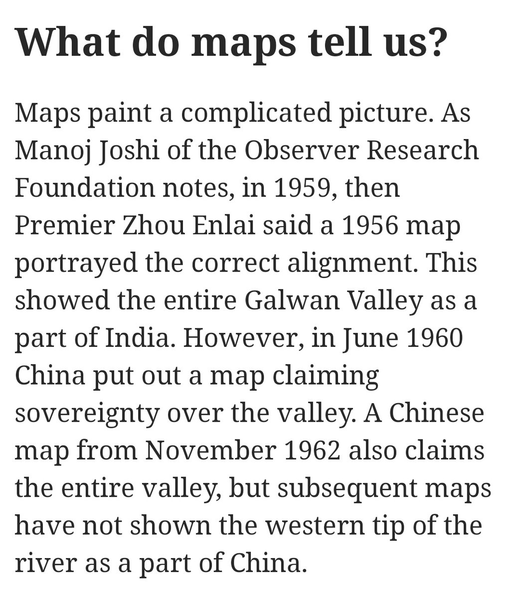 Of course, neither nation has exactly covered itself in glory in the dispute.China's claim line in the Galwan Valley (site of current clashes) has kept changing. It's 1956 map was different from that of 1960. Then it kept mum about the area for decades. https://www.thehindu.com/news/national/the-hindu-explains-who-does-galwan-valley-belong-to/article31879418.ece