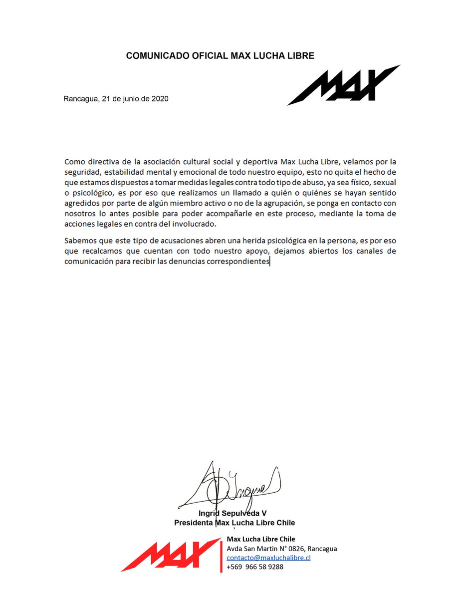 Segundo comunicado oficial