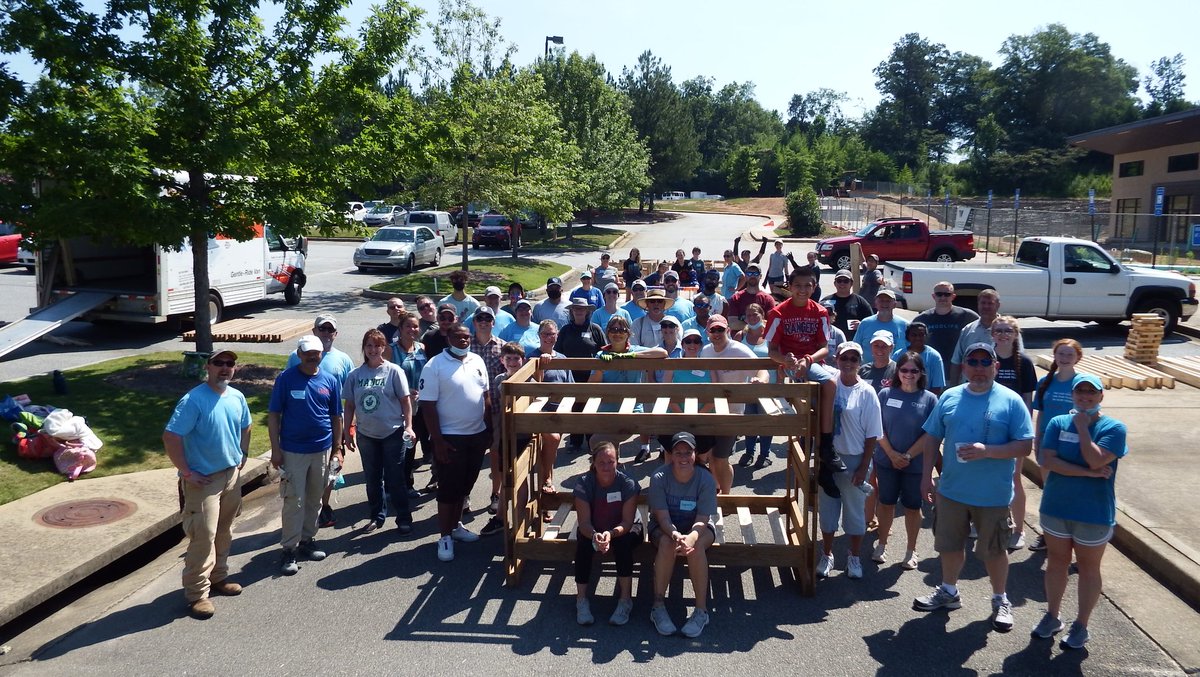 SHP_ColumbusGA's tweet photo. This is what community and teamwork looks like. We had a great Bed Build Day with Christ Community Church and Highland Community Church with 39 beds built for children that don't have a bed to call their own. Over 100 more pics from the day at https://t.co/lzjrPV5O4r https://t.co/wqqkX5lsit