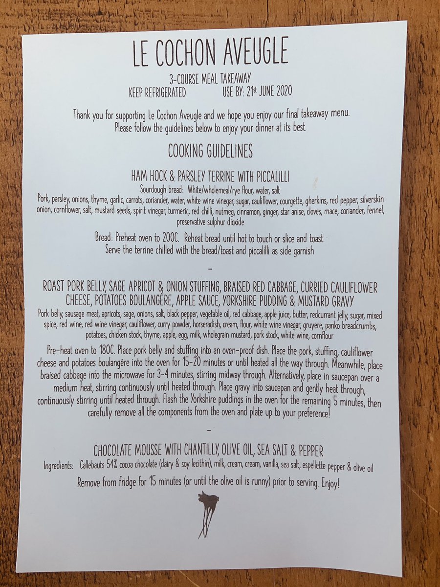 DaveLoweMusic's tweet photo. Probably the best ‘takeaway’ we’ll ever eat! Absolutely incredible flavour. Remarkable design. Beyond delicious!Thank you SO MUCH @LeCochonAveugle #HappyFathersDay2020 #NothingBeatsARoastDinner #AbsolutelyStuffed https://t.co/FmJzd3dFyZ