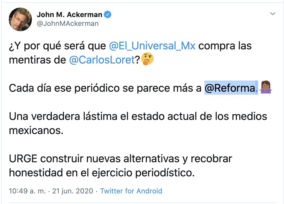 vampipe's tweet image. El @Reforma a veces es malo y a veces no...