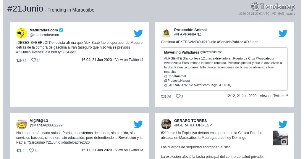 TrendsMaracaibo's tweet photo. #21junio es ahora una tendencia en #Maracaibo

https://t.co/C4B1qmOb0k https://t.co/Zwq5wwWxF7