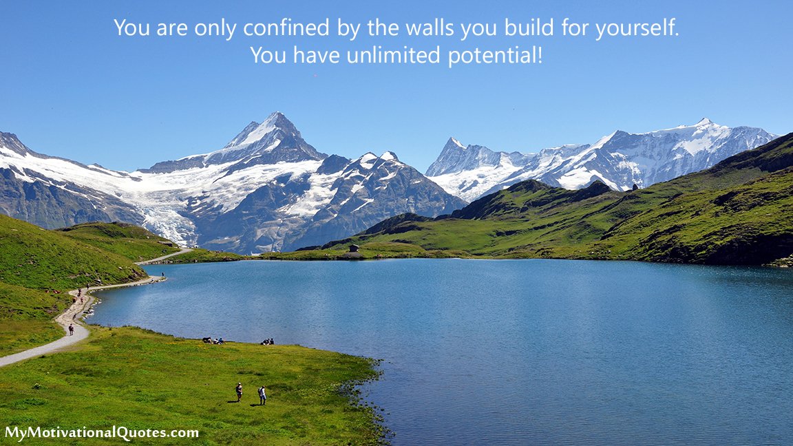 PositivePrayers's tweet photo. You are only confined by the walls you build for yourself.  You have unlimited potential!
#SelfEsteem #Quotes https://t.co/q8leisbJoY