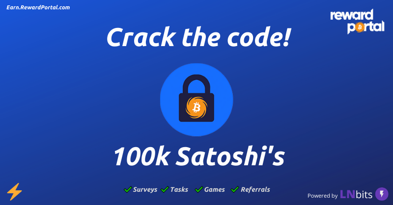 RewardPortal_'s tweet photo. Oh no! Our Safe Sats Safe has been locked and we forgot the 5 digit pin code! 🔐

It's somewhere between 1 and 99,999⁉️

Visit https://t.co/WjqASPBiBX to try and crack the code for 100k sats ⚡️ https://t.co/ixyLJwfCjT