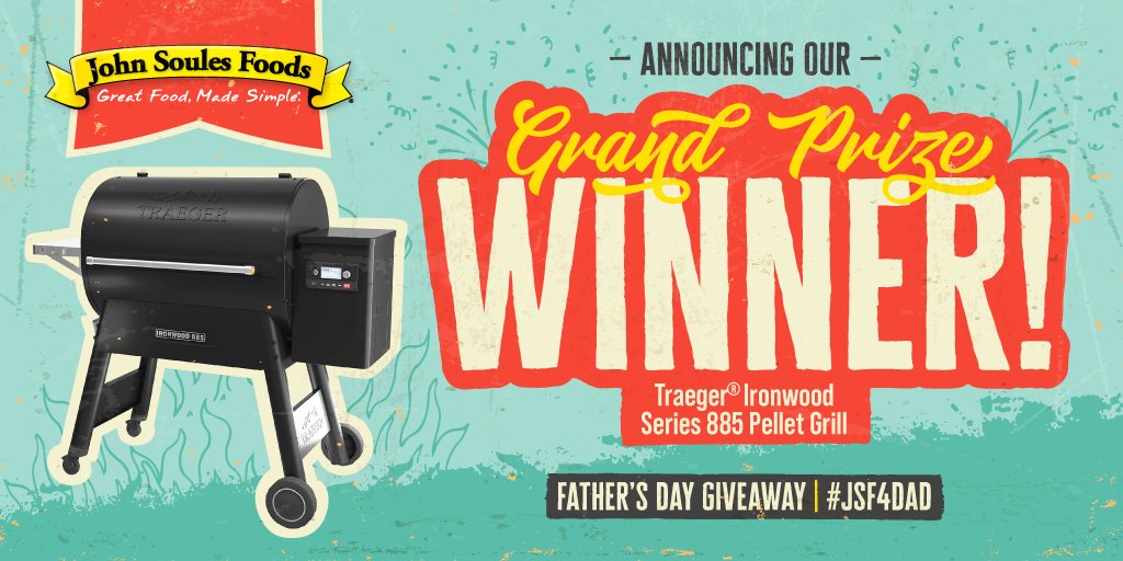souleskitchen's tweet photo. ๐ฃ๐And the moment you've been waiting for...๐ฅ๐ฅ๐ฅ
Our Grand Prize Traeger Ironwood 885 Pellet Grill Winner is:
๐ Patricia Naert
Congrats!!! ๐๐
Happy Father's Day to all our friends!
Contest Rules: https://t.co/CZAOsO3rji
#JSF4DAD #FathersDay #ThanksDad #UntilNextTime https://t.co/I4FPFW7lST