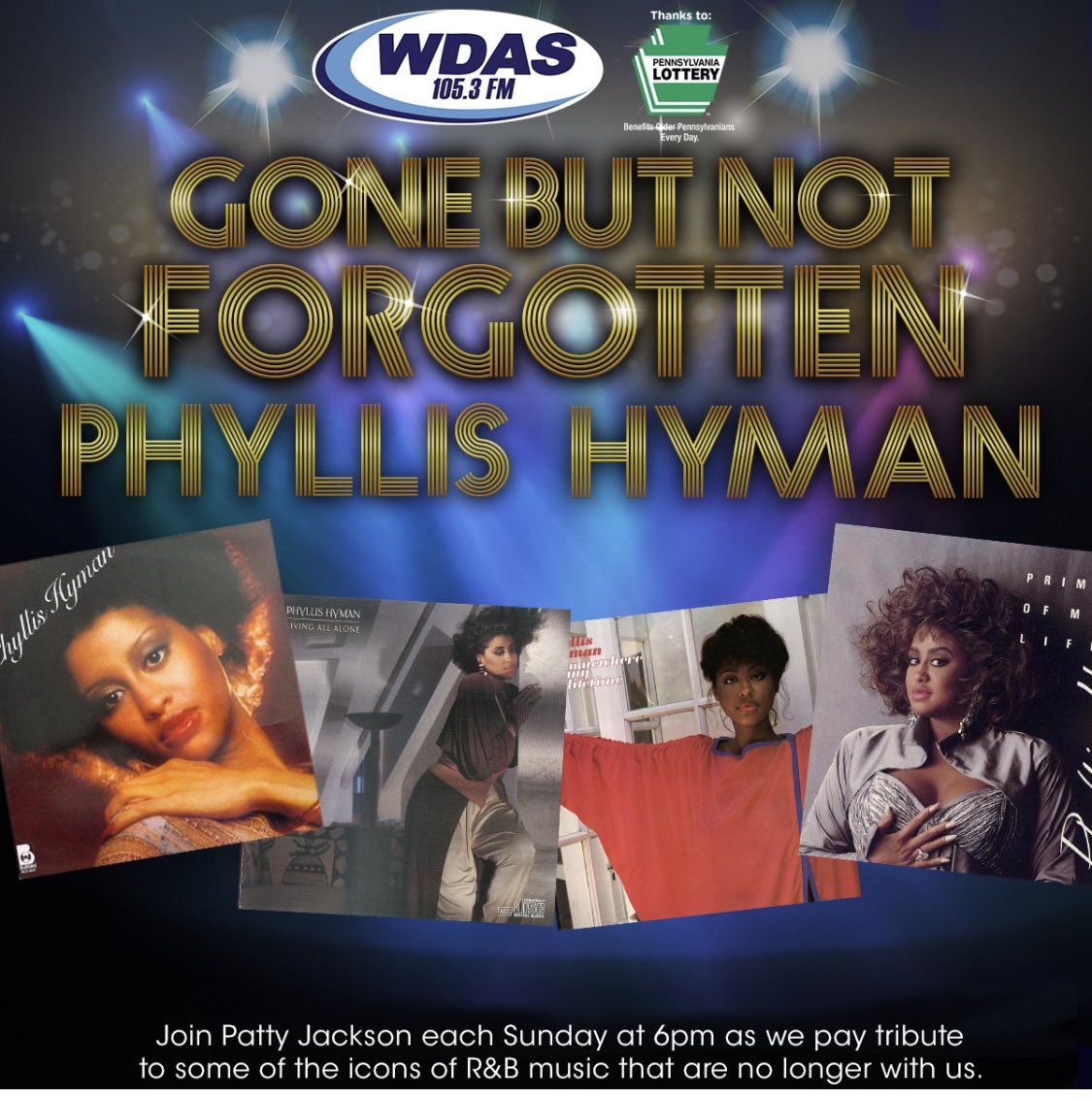 MsPattyJackson's tweet photo. Tonight at 6pm @wdasfm #GoneButNotGorgotten Celebrating the music of #PhylissHyman https://t.co/2MICS3mZ1P
