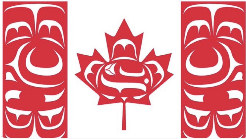exclusivewcft's tweet photo. Happy #NationalIndigenousPeoplesDay ! 

Beautiful Canadian Flag by Kwakwaka’wakw artist Curtis Wilson https://t.co/paOKKCDZQD