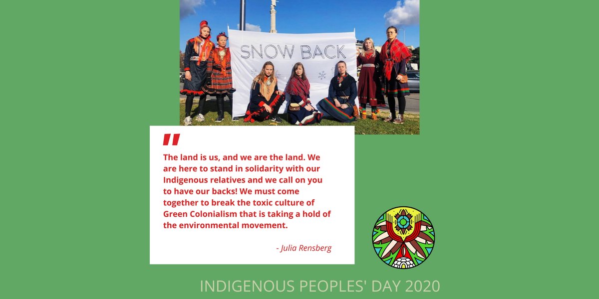 Indigenous_ca's tweet photo. “The land is us, and we are the land. We are here to stand in solidarity with our Indigenous relatives and we call on you to have our backs!" @Juliarensberg
@saminuorra https://t.co/jWMthnmJFp 

#IPDAY2020 #IndigenousPeoplesDay #ThisisICA https://t.co/GXwFZYjUJ8