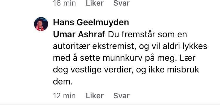 .<a href="/hansgeelmuyden/">Hans Geelmuyden</a> tråkker i salaten og sier at kebabnorsk-kommentaren var «uklok». Litt sånn «det var ikke smart av meg å si det». Denne kommentaren viser at han ment det han sa og litt til. 

Lever ikke GK av å gi råd? Start hos dere sjæl!

<a href="/UmarA5/">Umar Ashraf</a>, stå på!