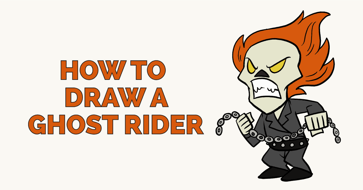 How to Draw Ghost Rider with a Hellfire Motorcycle - SketchOk