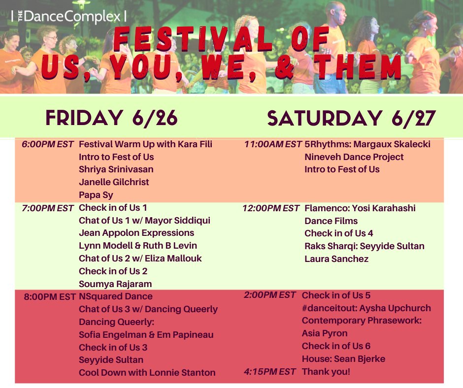 DanceComplex's tweet photo. The Dance Complex celebrates its 7th annual Festival of Us, You, We, &amp; Them. Fest of Us invites the community to sample new movement styles, engage in conversation, and experience performances.

#FestofUs2020#DanceHappensEverywhere #FestofUs #TheDanceComplex #KeepBuildingDance https://t.co/CUx8ZSfKKi