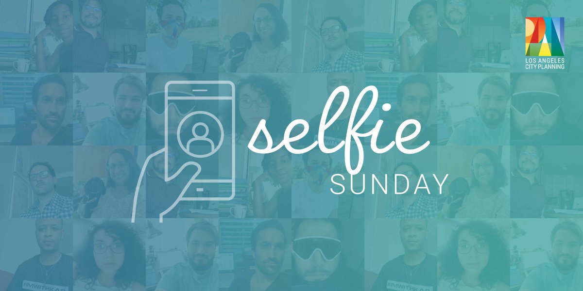 Planning4LA's tweet photo. City Planning wishes you a Super #SelfieSunday from our family to yours!    
😀🤳🤓🤳😀🐶🤳😍🤳
😜🤳😘🤳😆🤳😷🤳😎🤳
#SelfieDay2020 #LALove #planning #WFH #WorkFromPark #WorkingWithPets #LookingGood #QuarantineHair #WFHStyle #WFHLife https://t.co/o6q1t94jiG