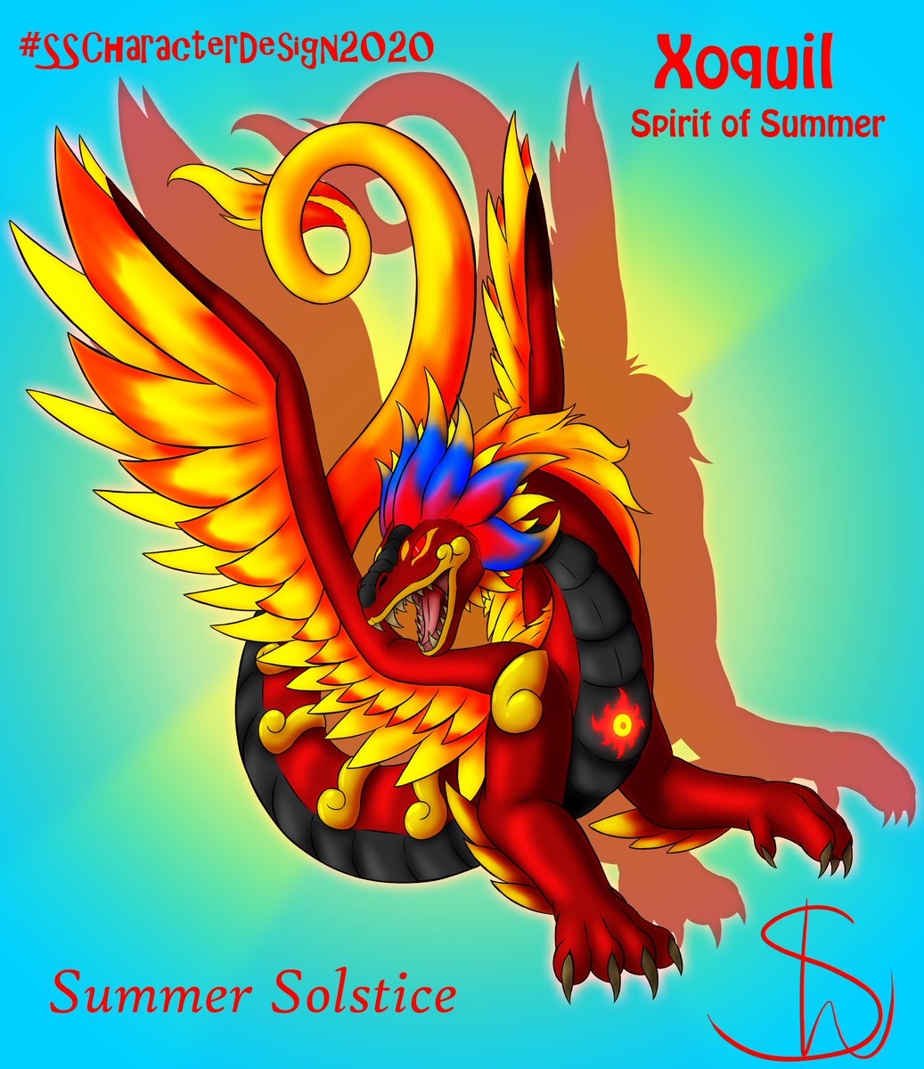 ScorchingShadow's tweet photo. #SSCharacterDesign2020 #SummerSolstice #Character is here
this Beautiful Creature is the Spirit of Summer, worshiped in many ancient cultures as a God. they say when Summer Solstice arrives it flies through the skies bringing luck to all of those who are lucky enough to see it. https://t.co/2yUBrs0h82