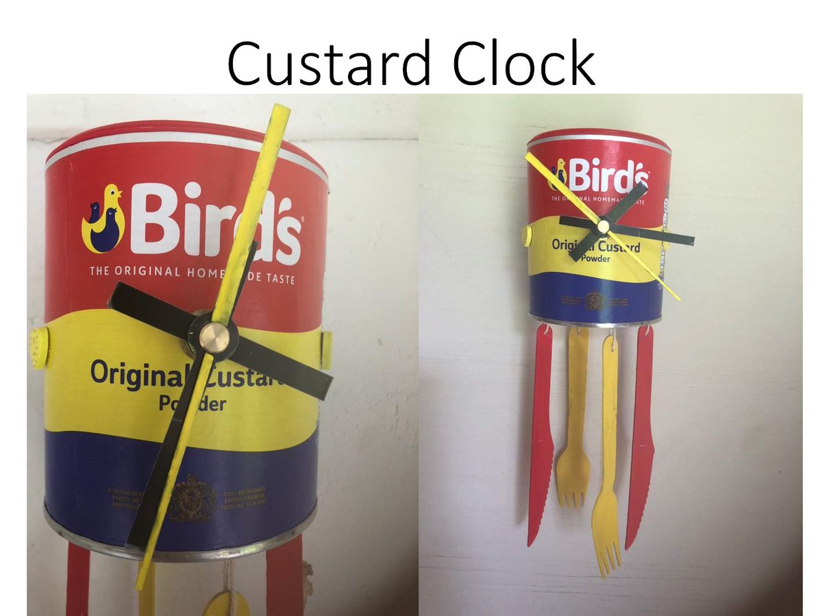 ceriontraining's tweet photo. MOTHER v DAUGHTER CHALLENGE 25 – JUDGES NEEDED: So the challenge was to make something useful from recycling . One of us has used newspaper to make a fruit basket. The other has made a clock out of an old custard tin and wooden knives and forks.  https://t.co/dZO1pRpC5M https://t.co/x20e9YZY64