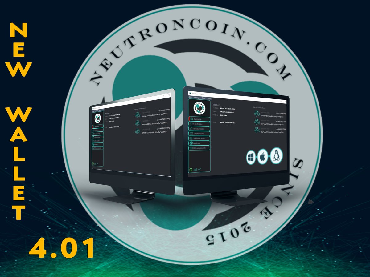 Neutron_Crypto's tweet photo. New Neutron Wallet Release 4.0.1
This is an optional but recommended update with new improvements to the code
Download this release from:
https://t.co/r6i6bf0nx4 or our website: https://t.co/YP9FhZ9c0U
#cryptocurrency #Crypto #Since2015 #neutroncoin #altcoins #Bitcoin https://t.co/aeDQfXi6VE