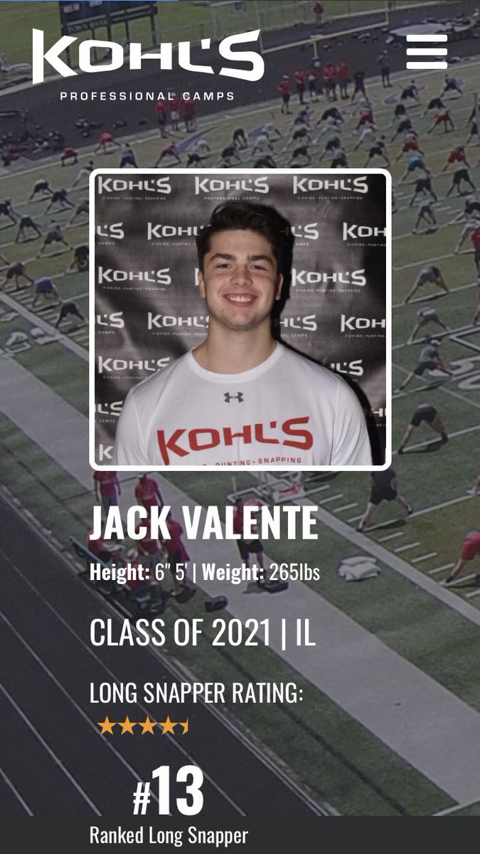 JackValente_88's tweet photo. Building up steam moving up to 13th in the nation and number 1 in Illinois after the Chicago showcase. Excited for the national camp in July. @BataviaFootball @KohlsSnapping @EDGYTIM @CoachSidders @Coach_Casper https://t.co/Sfw9OllCmg