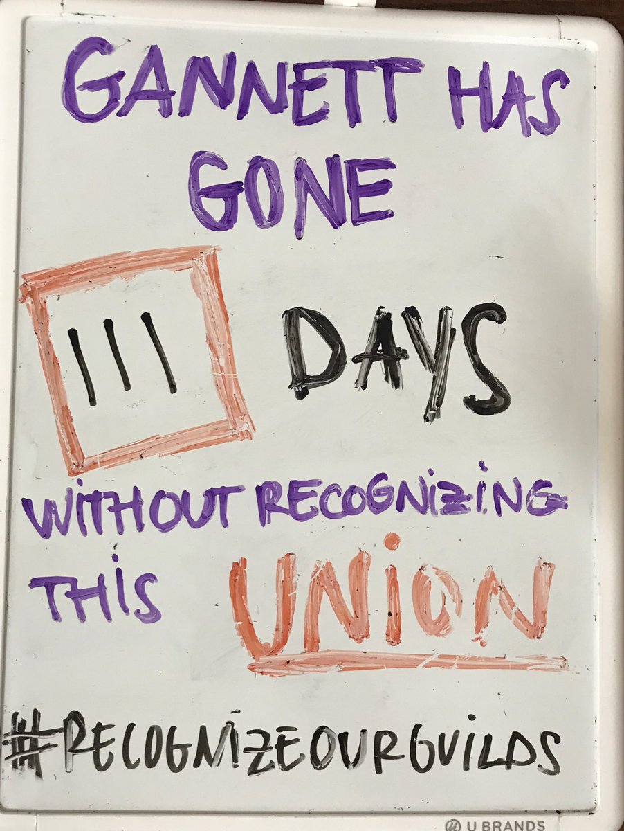DeNewsGuild's tweet photo. Despite our staff covering protests and a pandemic tirelessly, @Gannett has refused to do the right thing for 111 days.

#RecognizeOurGuilds https://t.co/mrM2uAKVVu