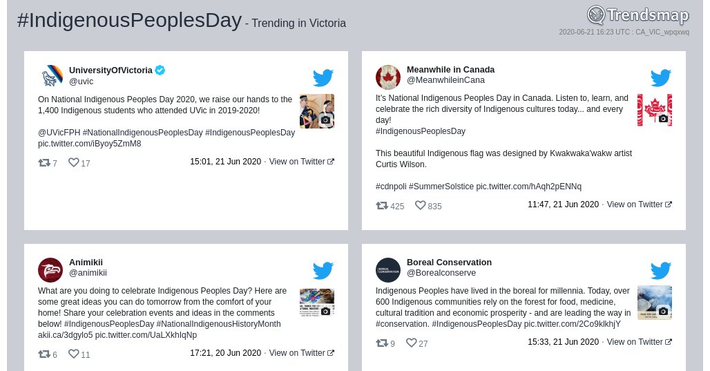 #indigenouspeoplesday is now trending in #Victoria

trendsmap.com/r/CA_VIC_wpqxwq