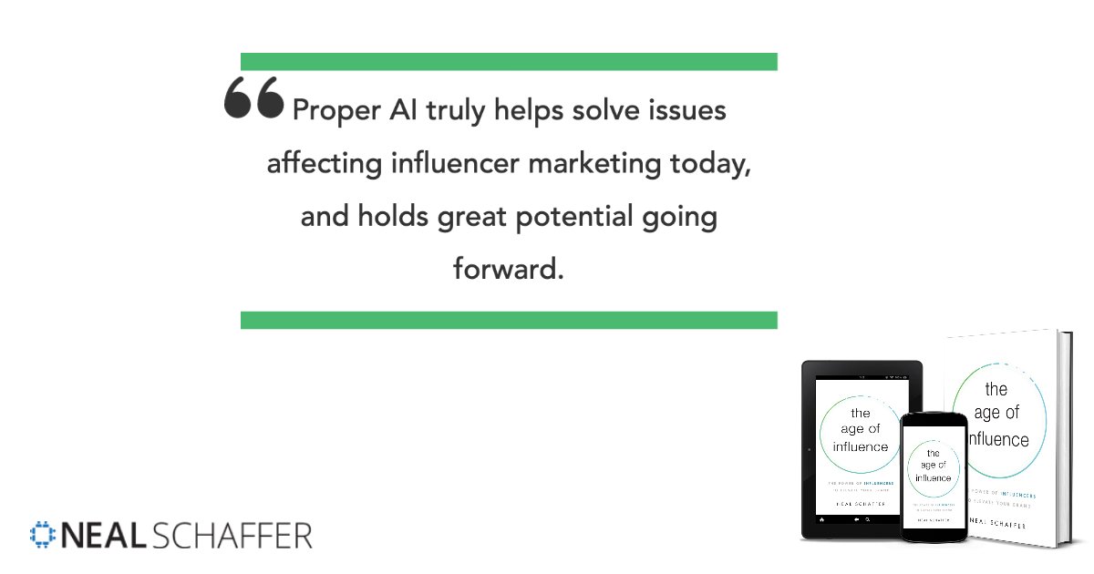 “Proper AI truly helps solve issues affecting influencer marketing today, and holds great potential going forward.” - The Age of Influence

Learn More: nealschaffer.com/ageofinfluence

#ai #artificialintelligence #marketing #influencermarketing #ROI #marketingROI #influencermarketingROI