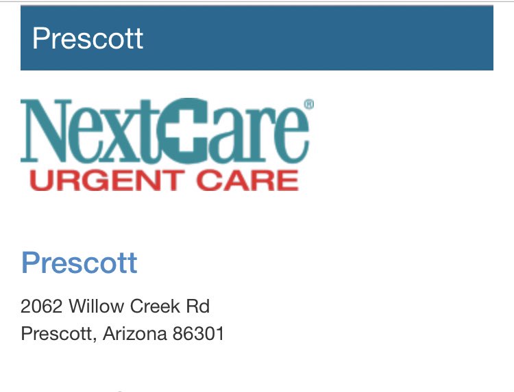 Update ~Yesterday, I scheduled that 9:30am appointment for NextCare Urgent Care in Prescott that was available. This was supposed to be one of their Rapid Test facilities. Was just told it’s a 7-10 day turnaround. “That’s how long it’s taking here,” the check-in gentleman said.