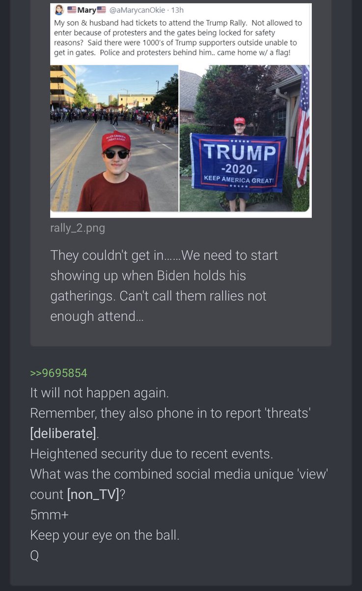 4488-It will not happen again.Remember, they also phone in to report 'threats' [deliberate]. Heightened security due to recent events.What was the combined social media unique 'view' count [non_TV]?5mm+Keep your eye on the ball.Q