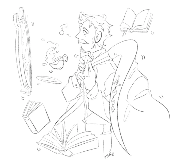 Another doodle. Just liked the thought of him using magic for the little things. #FE3H 