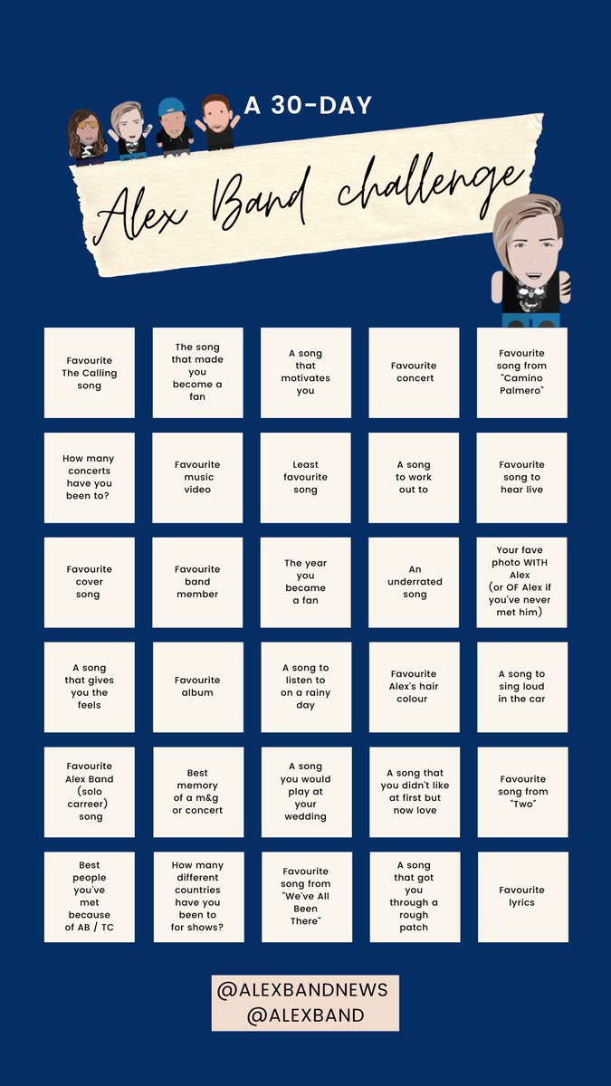 alexbandnews's tweet photo. We have a new game to play on Instagram! You can save the template here 🤘🏻💙 
@alex_band #alexband #thecalling https://t.co/moETub8sxH