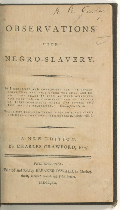More abolitionist pamphlets. The Date is 1790.
