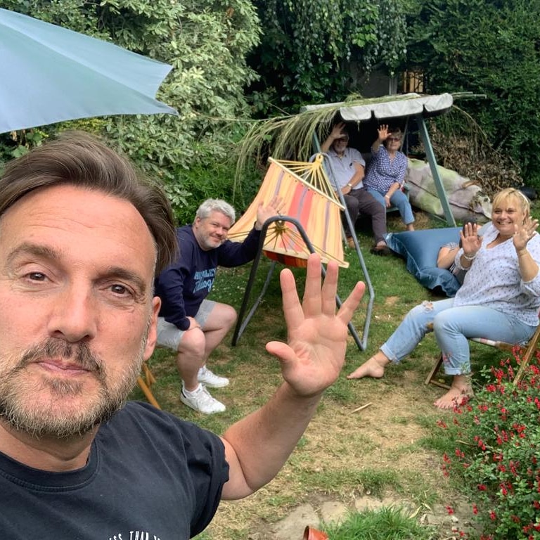 Timsley's tweet photo. A bittersweet Father's Day with my Daddy! #NOCUDDLE #CORONAVIRUS #LOCKDOWN #ISOLATION #SELFISOLATION #STAYSAFE #KEEPFOLLOWINGTHERULES @MrDavidMassey @ladyofthehouse https://t.co/jBBVjyqriX