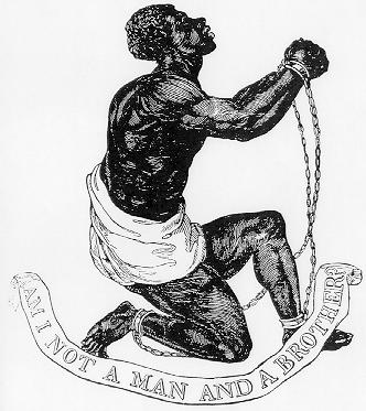 "Am I not a man and a brother?"It was created by The Society for the Abolition of the Slave Trade in 1787.