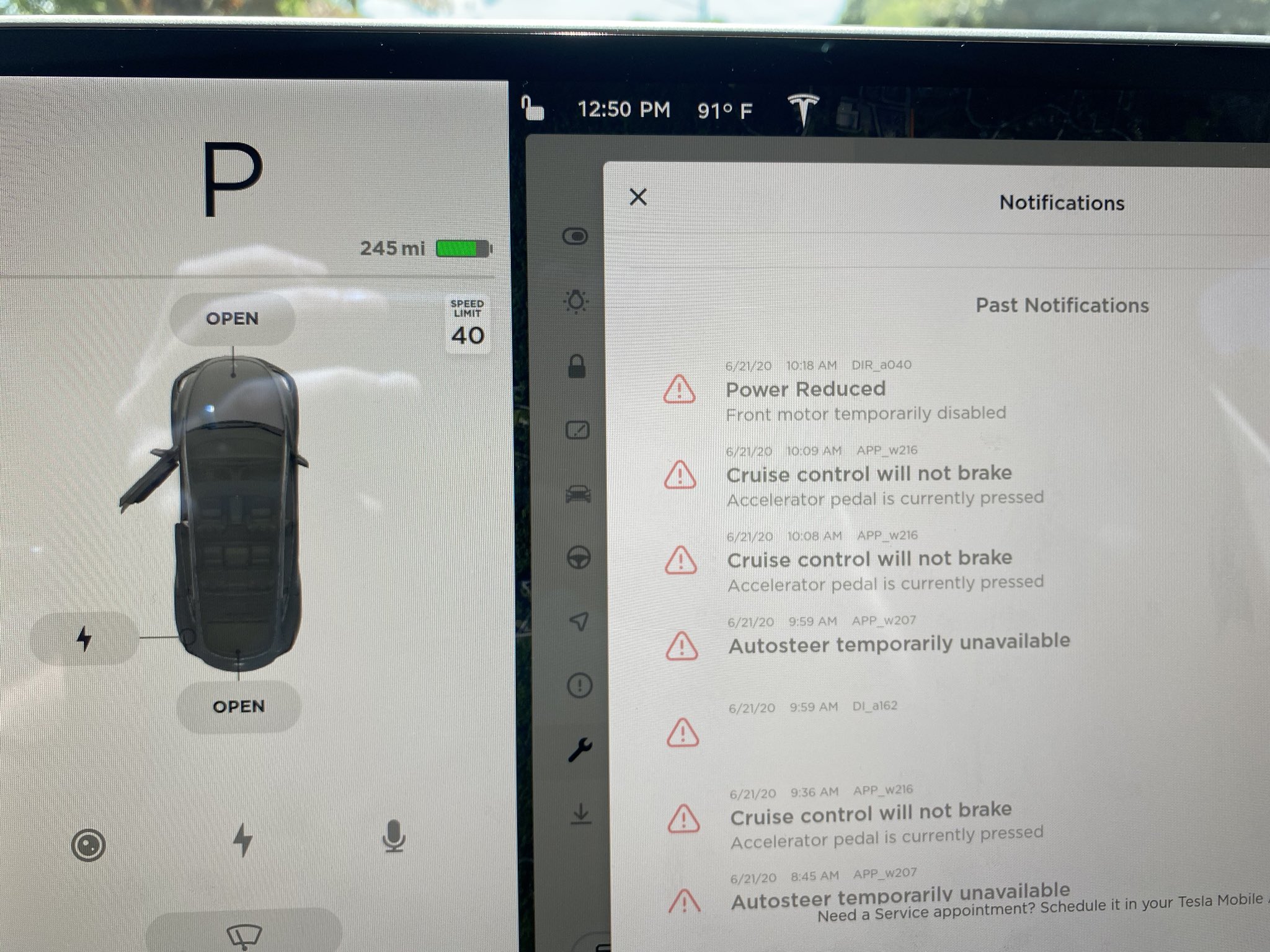 Tesla front cheap motor disabled