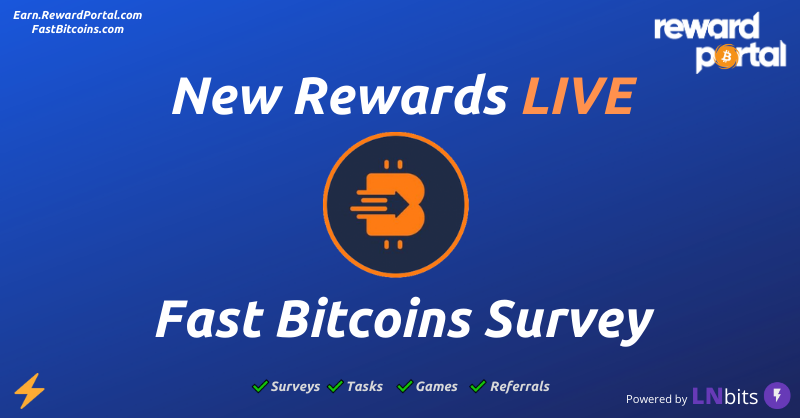 RewardPortal_'s tweet photo. The https://t.co/I2B6SpZ6JI Survey is now live ⚡️

Fast Bitcoins allows you to buy and sell Bitcoin at Lightning speeds!

Complete the #Bitcoin survey on Reward Portal and stack over 1k sats 🚀

https://t.co/wpSvhC7ibD

#StackSats #EarnBitcoin https://t.co/6q1Uzfhsju