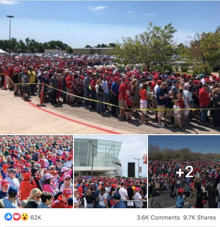 Like users in the Reddit post pointed out, something seems amiss. Lot of people wearing long sleeves, hoodies despite a pretty hot day yesterday in Tulsa ... And I'm not intimately familiar with Tulsa, but that backdrop of the BOK center doesn't seem right in many pics4/