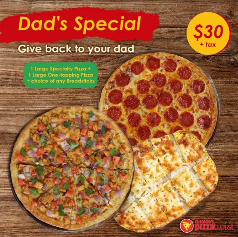 chamber94565's tweet photo. Dad's got to be hungry!  Have you ordered your Chicago's Pizza With A Twist (Pittsburg, CA) special deal yet? (Good on Father's Day only.)

Order at: https://t.co/mmIMRSXxpz, call 925-473-9000 and pick up at 2961Railroad Ave. https://t.co/YQHkMH9l0q