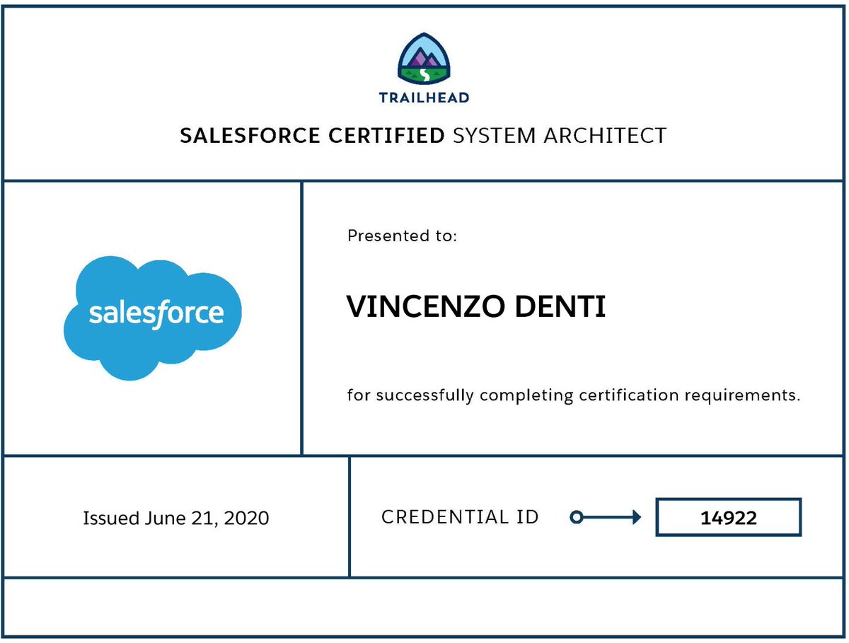 vdentisfdc's tweet photo. Finally got the Sys Architect certification. Thanks to @trailhead for the great study materials :-D https://t.co/eyvivDz97z