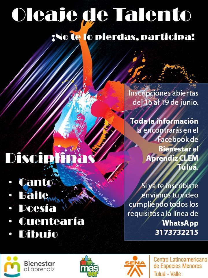 GermansSuarez's tweet photo. Queridos Aprendices, ustedes son la razón de ser de nuestra entidad; por eso en el @SENA_RValle CLEM #Tuluá hemos preparado diferentes actividades para que, a través de la cultura, el talento y la creatividad, sigamos celebrando los #63AñosSena ¡Feliz día del Aprendiz! 🎉 https://t.co/zFmdSe9nLE