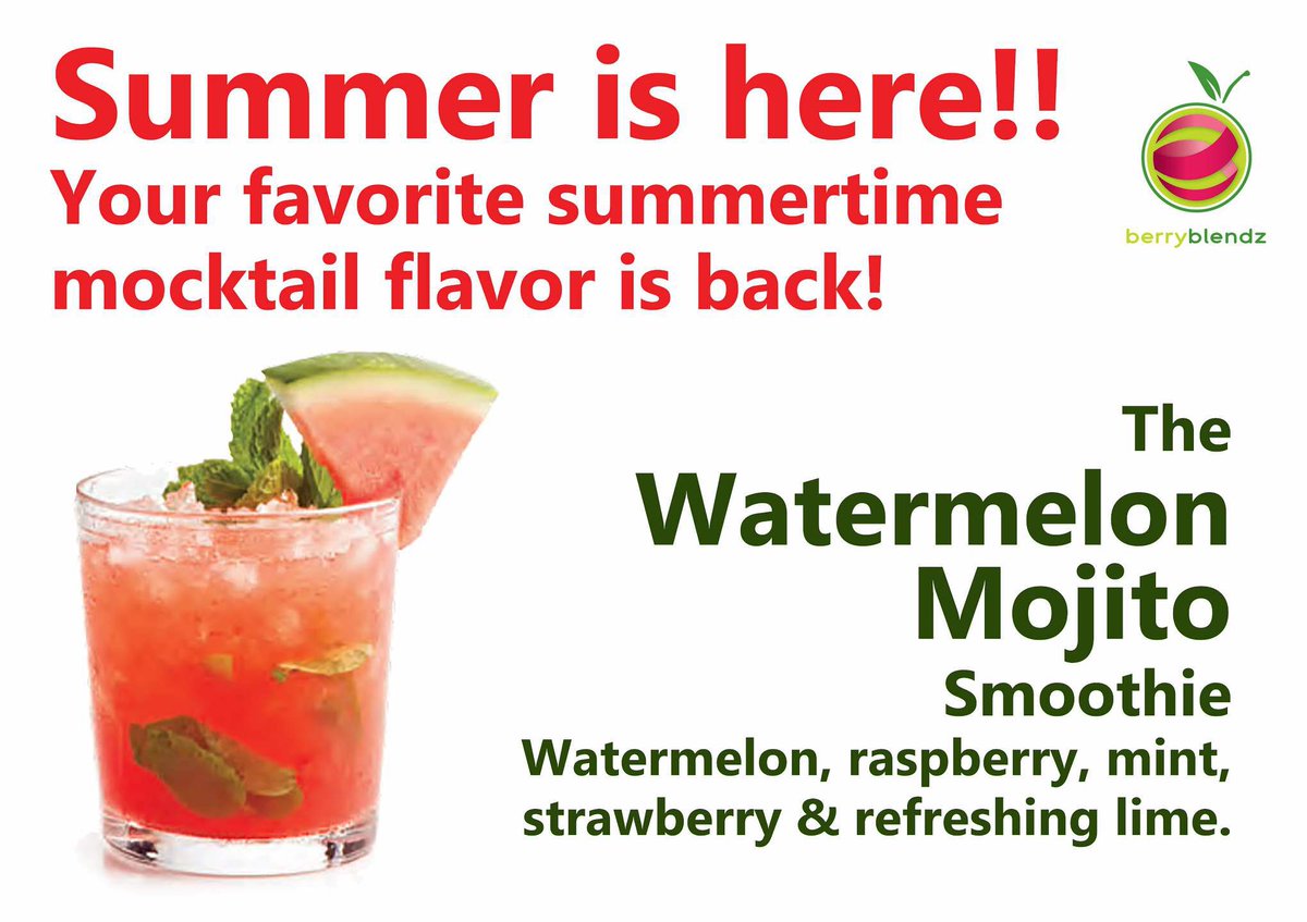 BerryBlendz_OSU's tweet photo. Happy #NationalSmoothieDay! We’re celebrating by bringing back the watermelon mojito as our smoothie of the month (or two!)

Swing by the Blendz and grab a delicious summer mocktail, made with fresh mint! https://t.co/OpV3yhCxYv