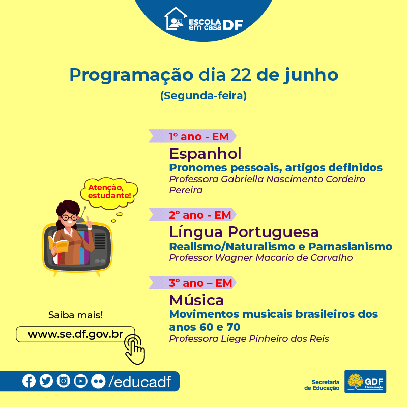 educadf's tweet image. Amanhã é mais um dia de preparação para o Enem e o PAS nas teleaulas da @educadf!

Confira a programação e não perca nenhum detalhe do que vai rolar 

As aulas irão ao ar de 9h às 12h na TV Justiça e na TV Gênesis e de 13h às 16h na TV União

se.df.gov.br/programacao-da…

#EducaDF