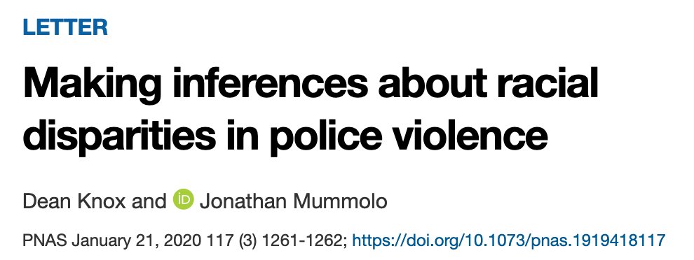 295/ A PNAS paper finding no racial bias confuses (i) probability of black person being shot by police with (ii) probability of shooting victim being black. "Johnson et al.’s analysis cannot recover these shooting rates because all observations in the data involve shootings."